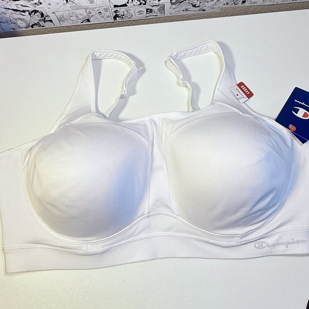 Champion Womens Motion Control Script Logo Underwire Sports Bra White 44DDD NWT